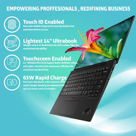 Lenovo ThinkPad X1 Carbon Gen 11 Carbon Touchscreen 14" WUXGA Ultrabook - Intel Core i7-1365U vPro, 32GB LPDDR5 RAM 1TB SSD, Backlit Keyboard, Fingerprint Thunderbolt, Windows 11 Pro