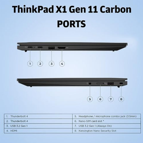 Lenovo ThinkPad X1 Carbon Gen 11 Carbon Touchscreen 14" WUXGA Ultrabook - Intel Core i7-1365U vPro, 32GB LPDDR5 RAM 2TB SSD, Backlit Keyboard, Fingerprint Thunderbolt, Windows 11 Pro