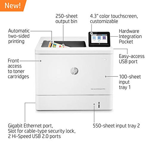 Refurbished - HP Color LaserJet Enterprise M555dn Duplex Printer (7ZU78AR),White