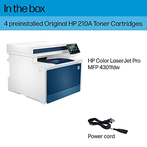 HP Color LaserJet Pro MFP 4301fdw Wireless Printer, Print, scan, copy, fax, Fast speeds, Easy setup, Mobile printing, Advanced security, Best for small teams