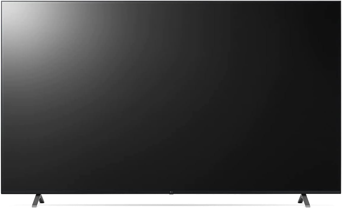 LG 75UR340C9UD 75 inch commercial TV on its stand, front view