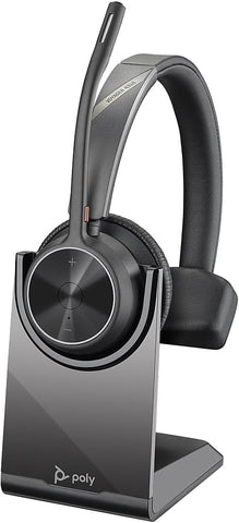 Poly - Voyager 4310 UC Wireless Headset + Charge Stand (Plantronics) - Single-Ear Headset w/Mic - Connect to PC/Mac via USB-A Bluetooth Adapter, Cell Phone via Bluetooth -Works with Teams, Zoom &More