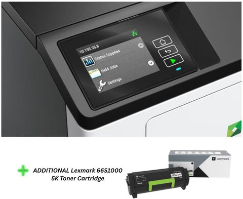 Lexmark MS531dw Monochrome Laser Printer, Duplex (2-Sided Printing), Energy Star, Up to 46 ppm, 2.8 inch, Color Touch Screen(38S0300) Bundle with 66S1000 Black 5K Yield Toner Cartridge