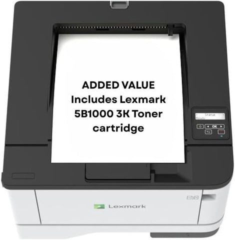 Lexmark MS431DN Laser Printer - Monochrome - 42 ppm Mono - 2400 dpi - Automatic Duplex Print - 100 Sheets Input - Gigabit Ethernet (29S0050) Bundle with 55B1000 Black 3K Yield Toner Cartridge