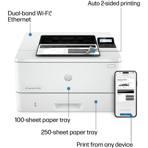 HP LaserJet Pro 4001dw Wireless Printer (2Z601F#BGJ)