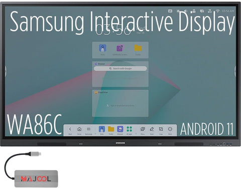 Samsung Interactive Display 2 WA86C 86 Inch Digital Android for Education and Business 4K UHD 3840x2160 with Touch Screen, Wi-Fi, HDMI, USB w/MAJ USB C Dock