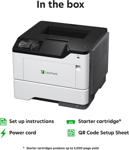 Lexmark MS631dw Monochrome Laser, Duplex (2-Sided) Printing: Integrated Duplex, Print Speed: Up to 50 ppm, Energy Star, 2.8 inch (7.2 cm) Color Touch Screen (38S0400)