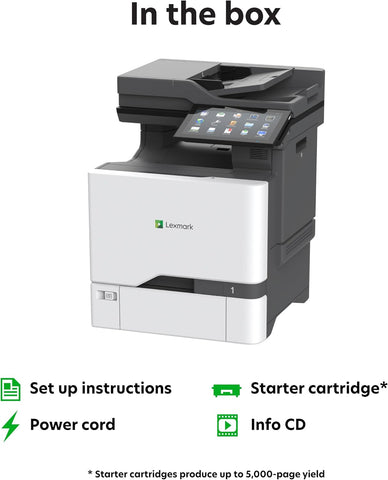 Lexmark CX735adse Delivers Performance, Security, and Ease of use for mid-to-Large workgroups at speeds up to 52 Pages per Minute.(47C9600)