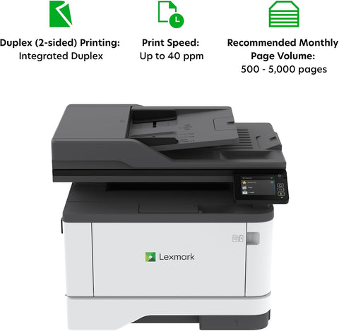 Lexmark MX331adn Black and White All-in-One Printer with Touchscreen, Laser Device with Optional Wireless Connection, Duplex Printing and Analogue Fax (3-Series) (29S0150)