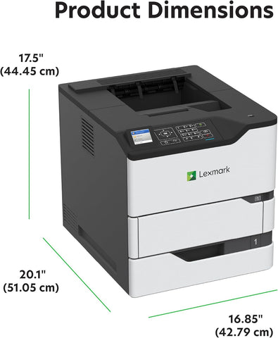Lexmark MS825dn Monochrome Laser Duplex (2-Sided) Printing, Print Speed of up to 70 ppm and Recommended Monthly Volume of 5000-100000 Pages(50G0300)
