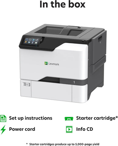 Lexmark CS735de Color Laser Printer, Wireless connectivity, Intelligent Storage Drive Available, Ethernet, Energy Star, 4.3-inch Color Touch Screen and Print Resolution at 1200 x 1200 dpi.(47C9100)