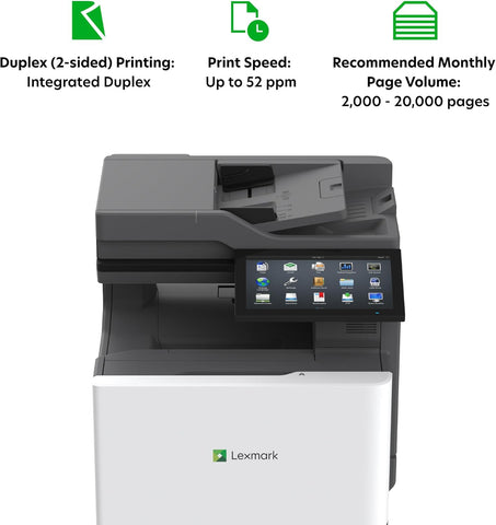 Lexmark CX735adse Delivers Performance, Security, and Ease of use for mid-to-Large workgroups at speeds up to 52 Pages per Minute.(47C9600)