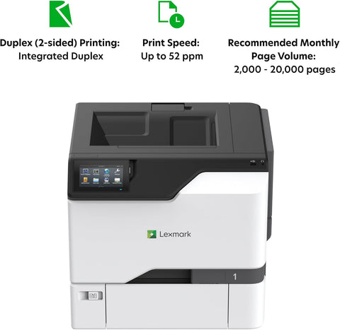 Lexmark CS735de Color Laser Printer, Wireless connectivity, Intelligent Storage Drive Available, Ethernet, Energy Star, 4.3-inch Color Touch Screen and Print Resolution at 1200 x 1200 dpi.(47C9100)