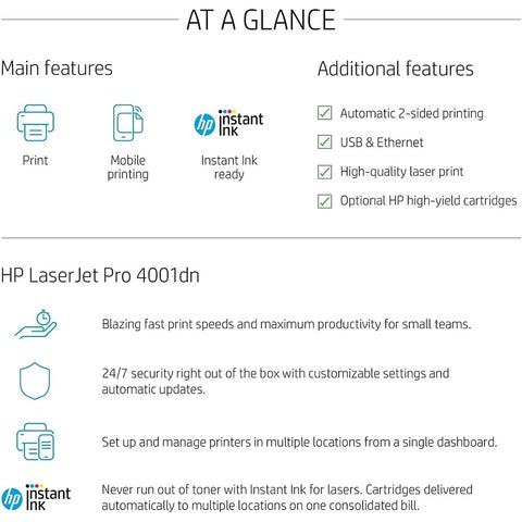 HP LaserJet Pro 4001dn Printer (2Z600F#BGJ)