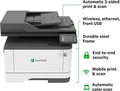 Lexmark MX431adw Laser Monochrome MFP Printer with Touchscreen, Copier Scanner Printer, Automatic Two-Sided Scanning, Wireless, Analog fax (29S0500)