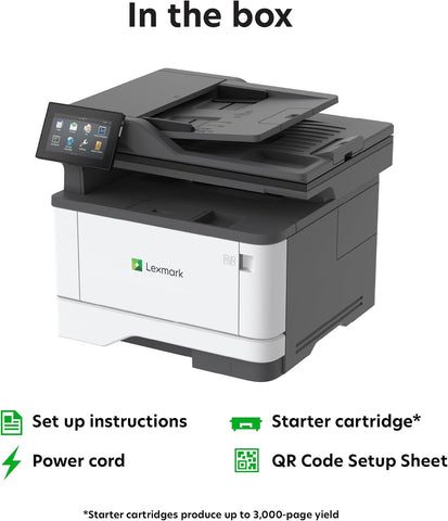 Lexmark MX432adwe Monochrome Laser Printer, Integrated Duplex, Recommended Monthly Page Volume: 800-8,000 Pages, Print Speed: Up to 42 ppm (29S8100)