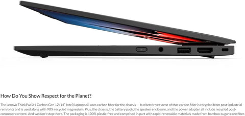 Lenovo Gen 12 ThinkPad X1 Carbon Laptop with Intel Ultra 7 155U Processor, 14" WUXGA 100% sRGB Non-Touch Display, 32GB 6400MHz RAM, 1TB Gen4 Performance SSD, FHD+ IR+ RGB Camera, and Windows 11 Pro