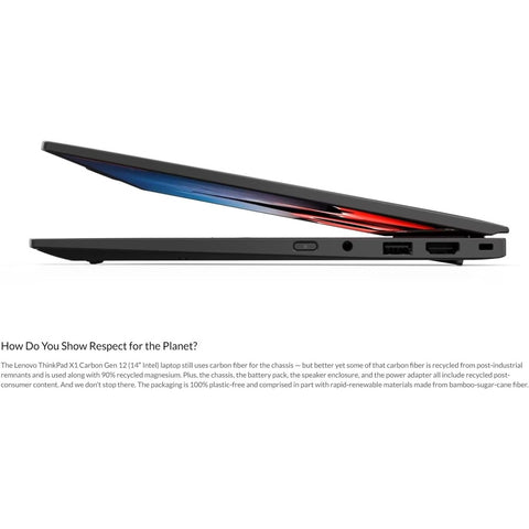 Lenovo Gen 12 ThinkPad X1 Carbon Laptop with Intel Ultra 7 155U Processor, 14" WUXGA 100% sRGB Touch Display, 32GB 6400MHz RAM, 1TB Gen4 Performance SSD, FHD+ IR+ RGB Camera, and Windows 11 Pro - 21KC00A7US
