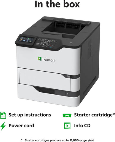 Lexmark MS826de Integrated Duplex, Monochrome Laser Printer, Monthly Page Volume: 5000-100000 Pages, 4.3-inch Color Touch Screen, 550-Sheet Output Bin, Print Speed: Up to 70 ppm(50G0310)
