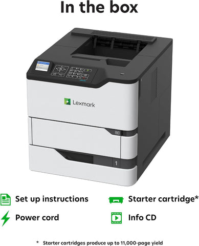 Lexmark MS825dn Monochrome Laser Duplex (2-Sided) Printing, Print Speed of up to 70 ppm and Recommended Monthly Volume of 5000-100000 Pages(50G0300)