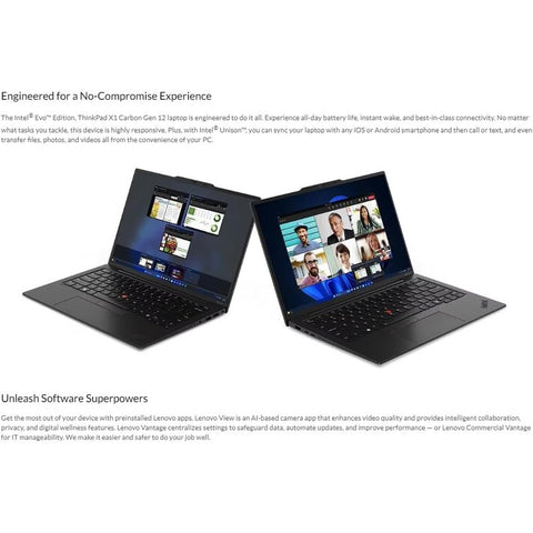 Lenovo Gen 12 ThinkPad X1 Carbon Laptop with Intel Ultra 7 155U Processor, 14" WUXGA 100% sRGB Touch Display, 32GB 6400MHz RAM, 1TB Gen4 Performance SSD, FHD+ IR+ RGB Camera, and Windows 11 Pro - 21KC00A7US