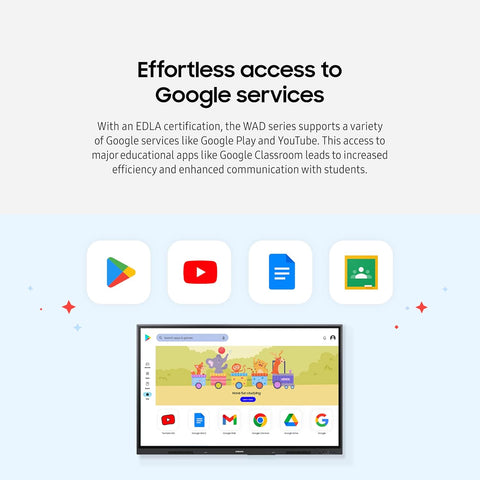 Samsung 65” WAD Interactive Display, EDLA Certification for Google Services Access, Multi-Touch Capabilities, Dual Pen Function, 3-in-1 USB-C Port, OPS Slot, LH65WADWLGCXZA