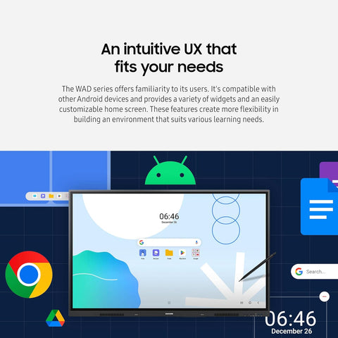 Samsung 65” WAD Interactive Display, EDLA Certification for Google Services Access, Multi-Touch Capabilities, Dual Pen Function, 3-in-1 USB-C Port, OPS Slot, LH65WADWLGCXZA