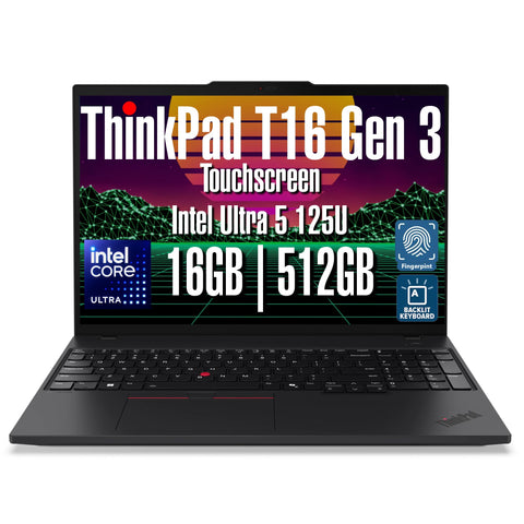 Lenovo ThinkPad T16 Gen 3 Business Laptop (16" FHD+, Intel 12-Core Ultra 5 125U (>i7-1355U), 16GB DDR5, 512GB SSD), 2X Thunderbolt 4, Fingerprint, Backlit, 5MP Webcam, Ethernet, Win 11 Pro, MAJ Deskp