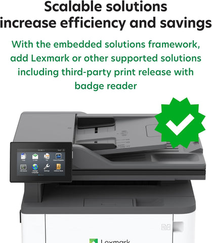 Lexmark MX432adwe Monochrome Laser Printer, Integrated Duplex, Recommended Monthly Page Volume: 800-8,000 Pages, Print Speed: Up to 42 ppm (29S8100)