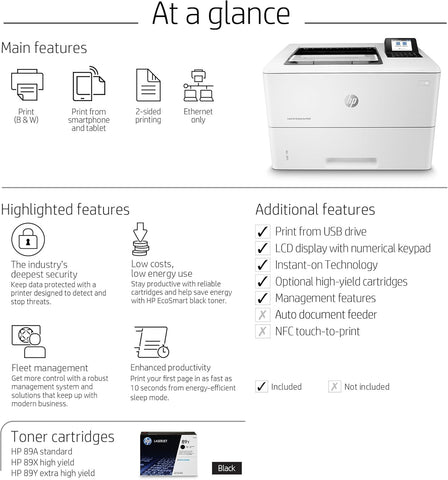 HP LaserJet Enterprise M507dn Monochrome Printer with Built-in Ethernet & 2-Sided Printing (1PV87A)