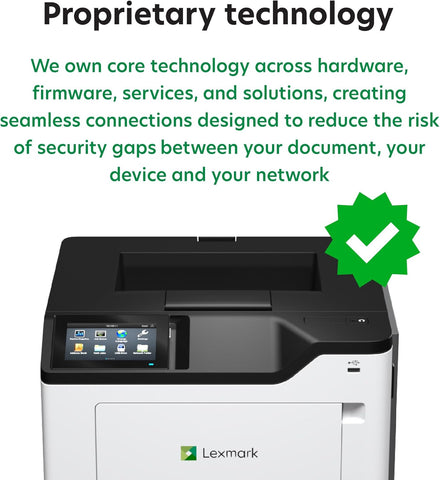 Lexmark MS632dwe Monochrome Laser, Integrated Duplex (2-sided printing), Print Speed: Up to 50 ppm, 4.3-inch color touch screen, Energy Star, Recommended Monthly Page Volume: 2000-20000 pages(38S0500)