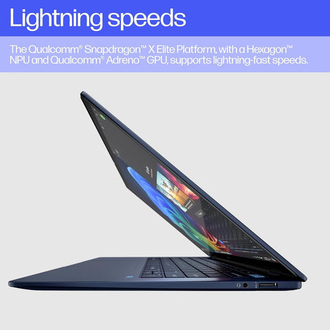 HP EliteBook Ultra G1q Notebook AI PC Qualcomm Snapdragon 16GB RAM 512GB SSD Qualcomm Adreno GPU Atmosphere Blue - Qualcomm Snapdragon X Elite X1E-78-100 (Up to 3.4 GHz, 12 cores) - 2.2K (2240 x 1400)