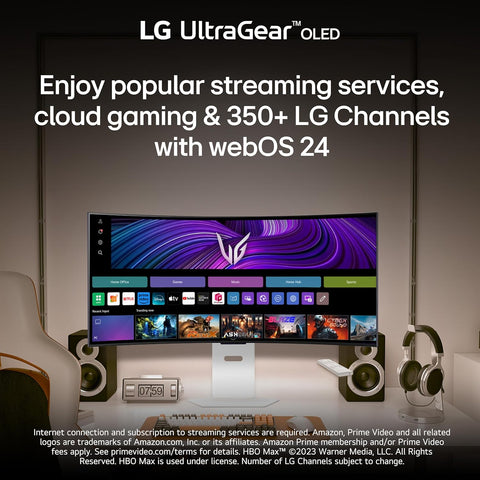 LG 39GX90SA-W 39-inch Ultragear WQHD (3440 x 1440) OLED Curved Gaming Monitor 240Hz, 1ms, NVIDIA G-Sync Compatible, AMD FreeSync Premium, VESA DisplayHDR True Black 400, webOS, USB Type-C, White