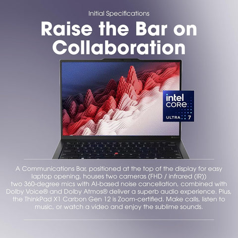 Lenovo Gen 12 ThinkPad x1 Carbon Laptop (Intel Ultra 7 165U vPro, 14" WUXGA Touch, 32GB LPDR5X-6400mhz, 2TB SSD) AI-Ready PC, Backlit, USB-C, 1080P Webcam, Windows 11 Pro