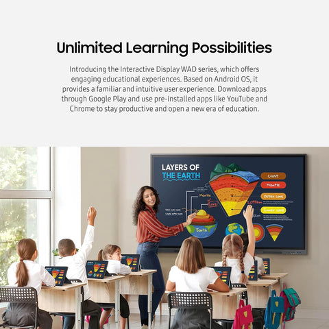 Samsung 86” WAD Interactive Display, EDLA Certification for Google Services Access, Multi-Touch Capabilities, Dual Pen Function, 3-in-1 USB-C Port, OPS Slot, LH86WADWLGCXZA