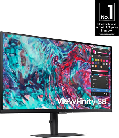 Samsung TU87F Series 32-Inch Viewfinity 4K UHD Pro Monitor, VA Panel, 60Hz, 5ms, HDR10, sRGB, HDMI, Dual 4K Display, Fully Adjustable Stand, Eye Saver Mode (LF32TU874VNXGO) Dark Blue Gray