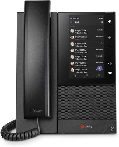 Plantronics CCX 505 Teams Edition Phone with Handset (Polycom) - Wi-Fi Enabled - 5' LCD Display - Integrated BT & USB Headset Ports-Works w/Teams (Certified)&More