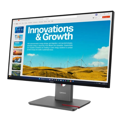 Lenovo ThinkVision P24QD-40 showing a presentation on the WQHD display