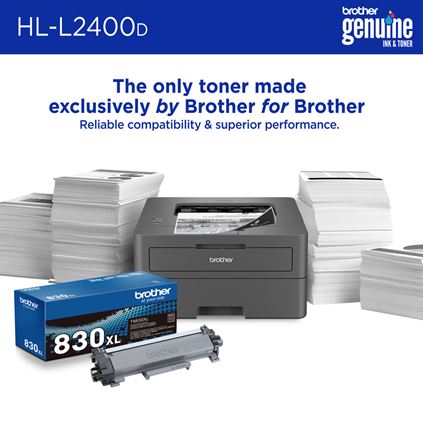Brother HL-L2460DW Compact Monochrome Laser Printer, Duplex, USB-connected, clear, sharp black & white printing
