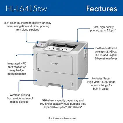 Brother Workhorse HL-L6415DW enterprise monochrome laser