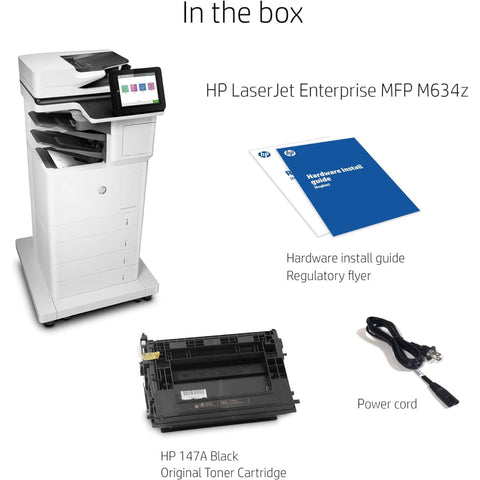 HP LaserJet Enterprise MFP M634z Monochrome All-in-One Printer with built-in Ethernet, 2-sided printing, extra paper trays & 3-bin stapler/stacker (7PS96A)