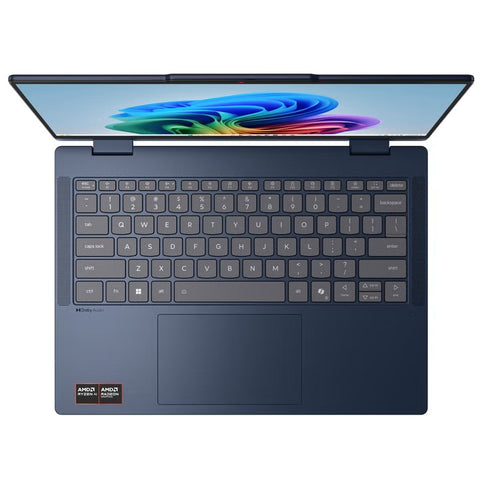 Top down view of the Lenovo IdeaPad 5 2-in-1 white backlit keyboard and precision touchpad