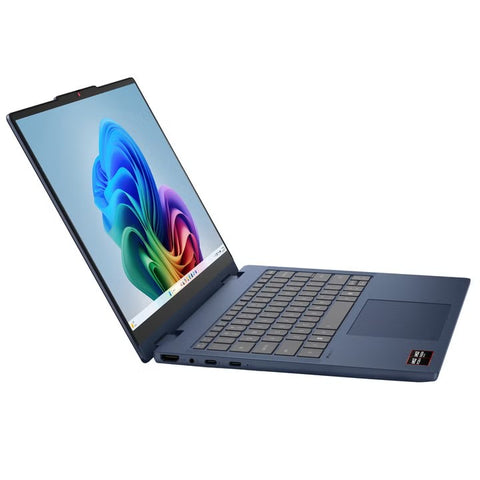 Lenovo IdeaPad 5 2-in-1 open at an angle showing the USB-C, USB-A and HDMI ports on the left side