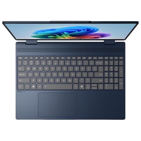 Top down view of the Lenovo IdeaPad 5i backlit keyboard with numeric keypad and Copilot key