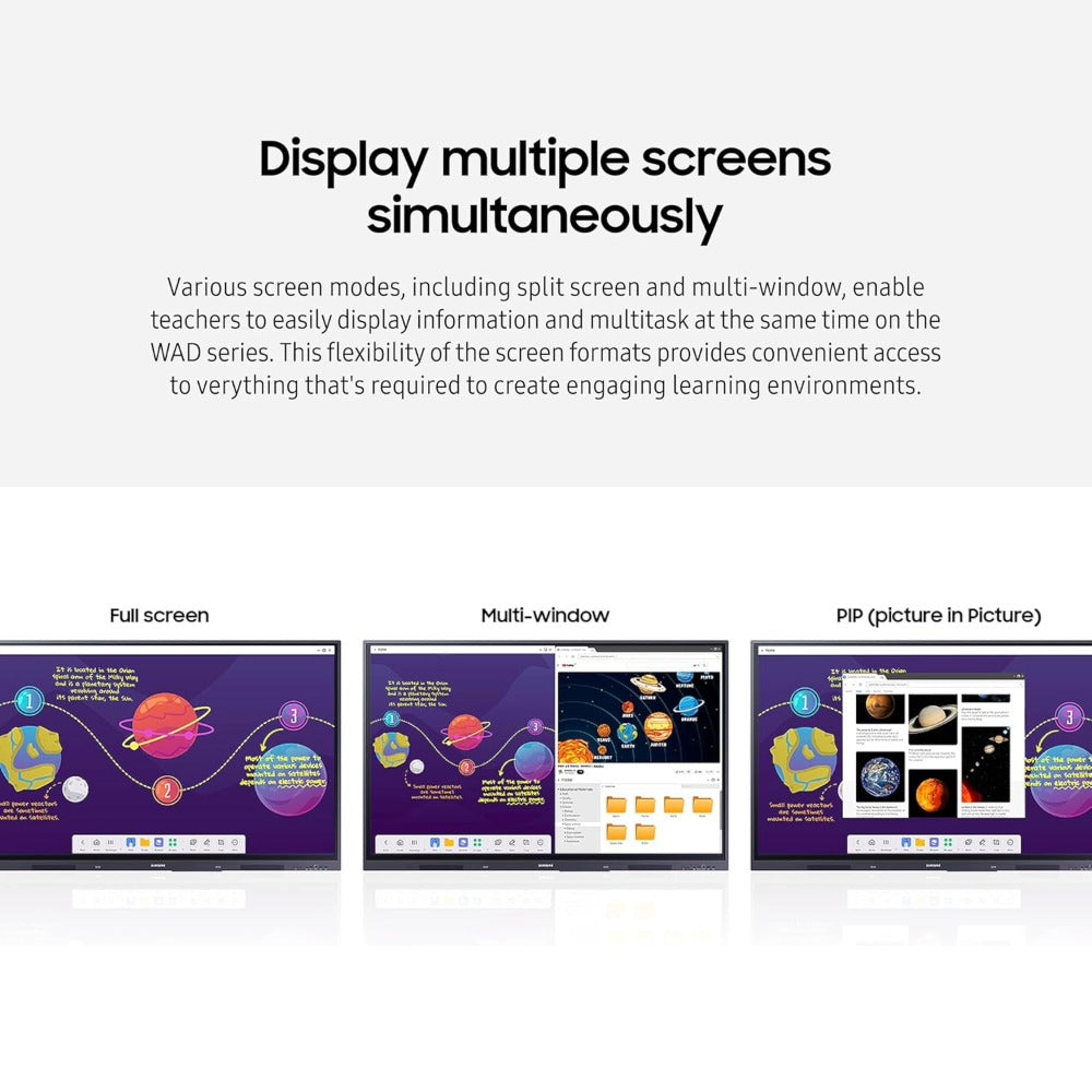 Samsung WAD interactive display showing multiple screens at the same time