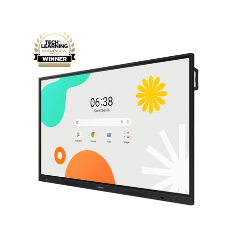 Samsung 86 inch WAF interactive whiteboard with Best in Learning award badge