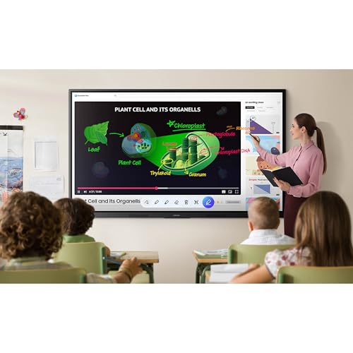 Teacher using a Samsung 86 inch WAF interactive whiteboard in a classroom