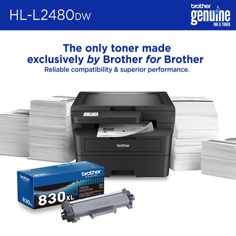 Brother Wireless HL-L2480DW Compact Monochrome Multi-Function Laser Printer with Print, Copy and Scan, Duplex and Mobile Printing, Refresh Subscription Ready