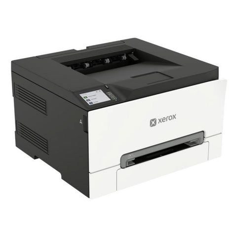 Xerox C240 color laser printer at an angle, showing the output tray