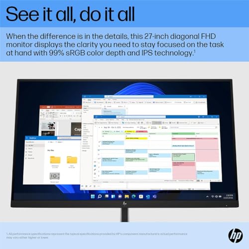 HP E27 G5 27" Full HD LCD Monitor - 16:9 - Black, Silver - 27" Class - in-Plane Switching (IPS) Technology - 1920 x 1080-16.7 Million Colors - 300 Nit - 5 ms - 75 Hz Refresh Rate - HDMI -